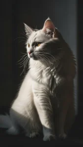 خلفيات قط الأنقري مع الإضاءة السينمائية