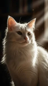 خلفيات قط الأنقري مع الإضاءة السينمائية